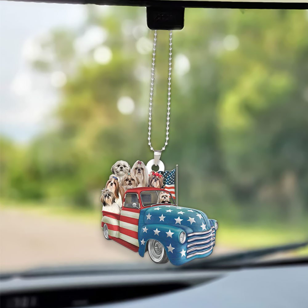 Shih Tzu Happy Independence Day Two Sides Ornament