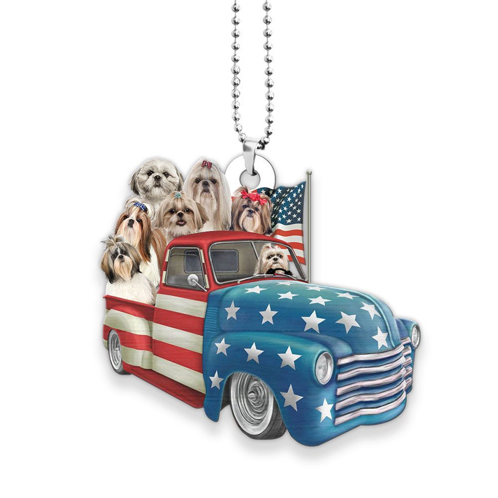 Shih Tzu Happy Independence Day Two Sides Ornament
