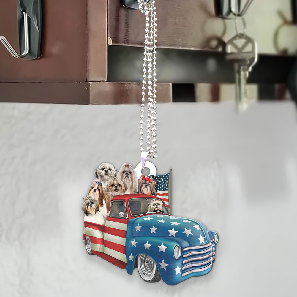 Shih Tzu Happy Independence Day Two Sides Ornament