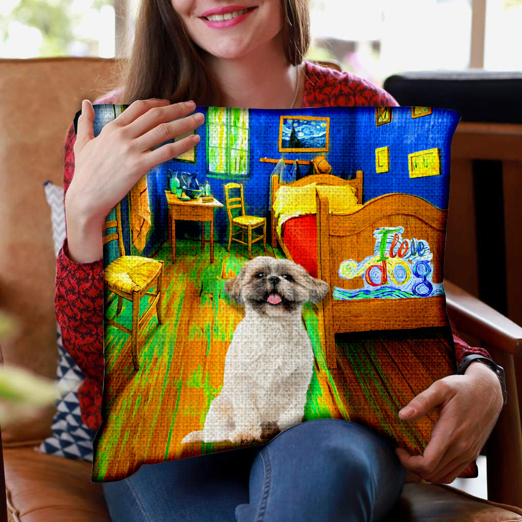 Shih Tzu In the Bedroom-Pillow Case