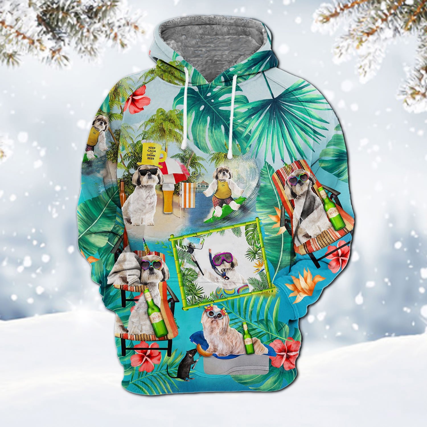Shih Tzu Short Sleeve Button 1-Surfing Hoodie