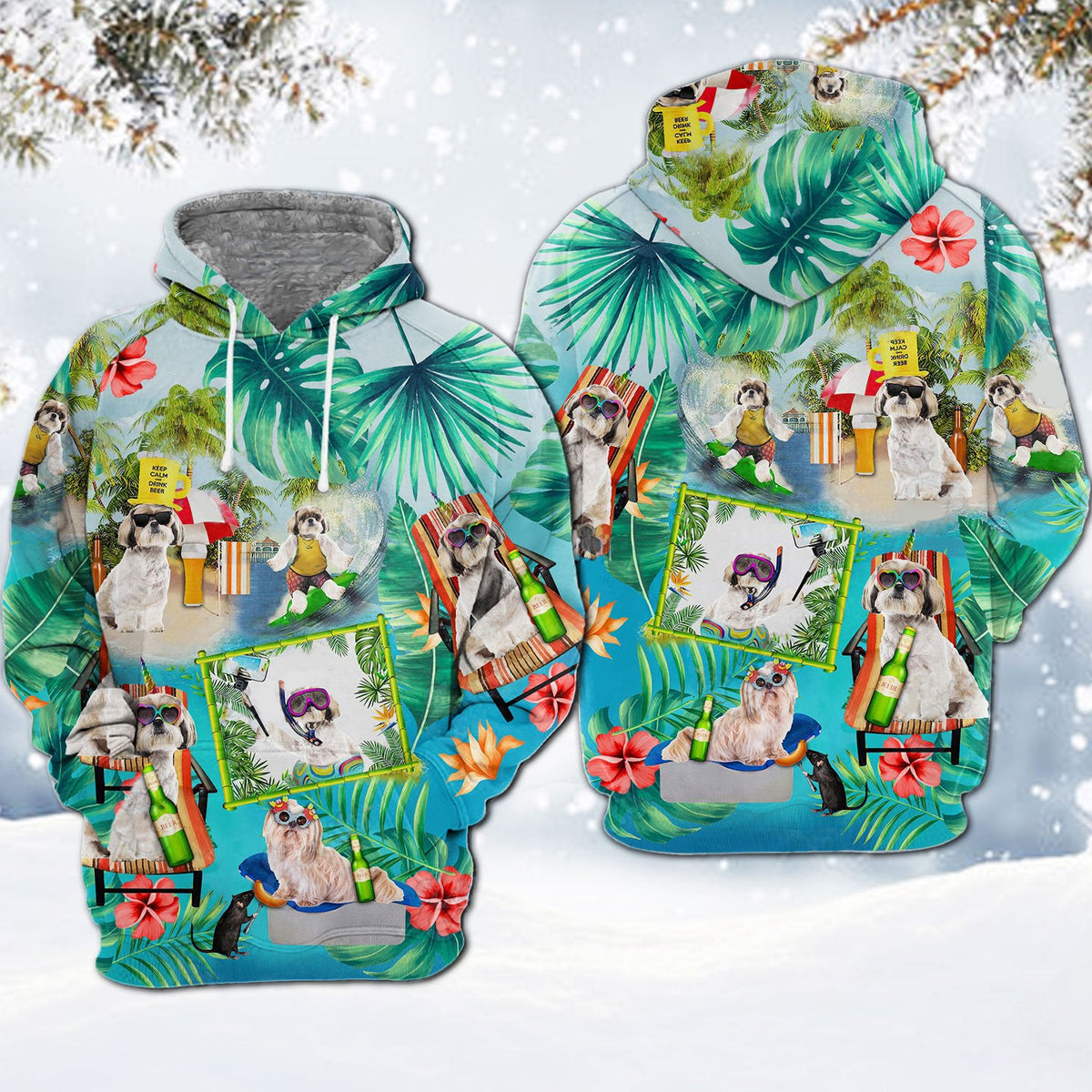 Shih Tzu Short Sleeve Button 1-Surfing Hoodie