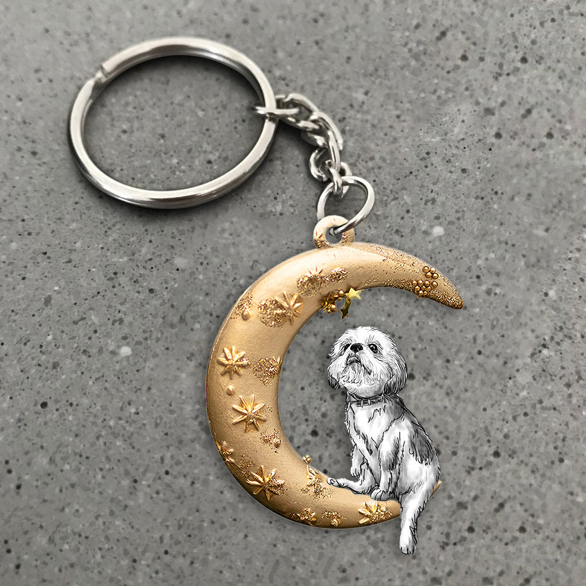 Shih Tzu-Dog & Moon Flat Acrylic Keychain