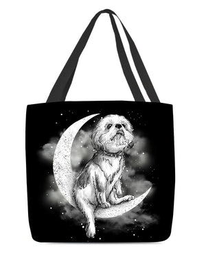 Shih Tzu Sit On The Moon With Starts-Cloth Tote Bag