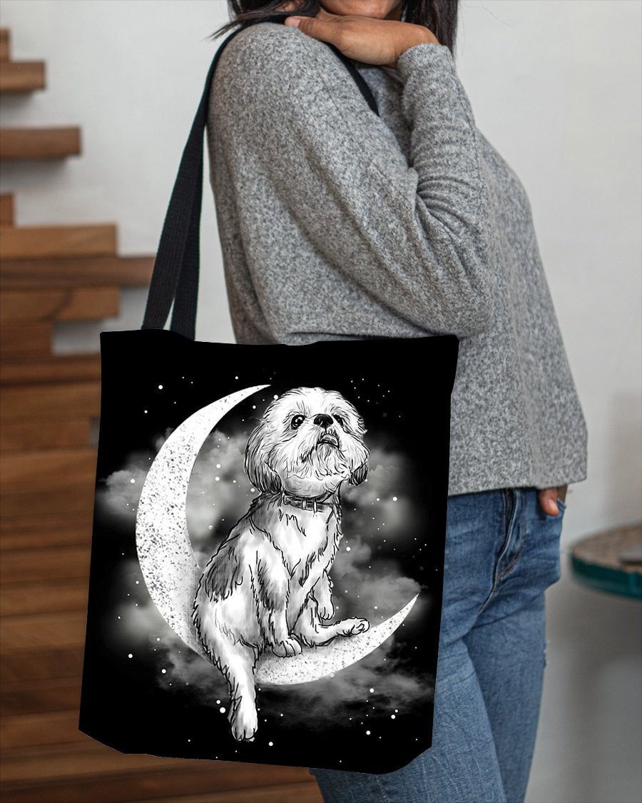 Shih Tzu Sit On The Moon With Starts-Cloth Tote Bag