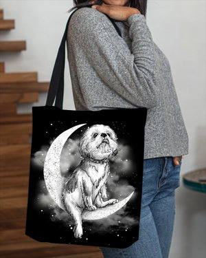 Shih Tzu Sit On The Moon With Starts-Cloth Tote Bag