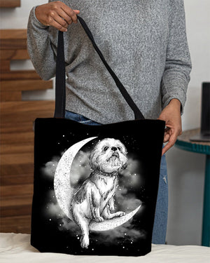 Shih Tzu Sit On The Moon With Starts-Cloth Tote Bag