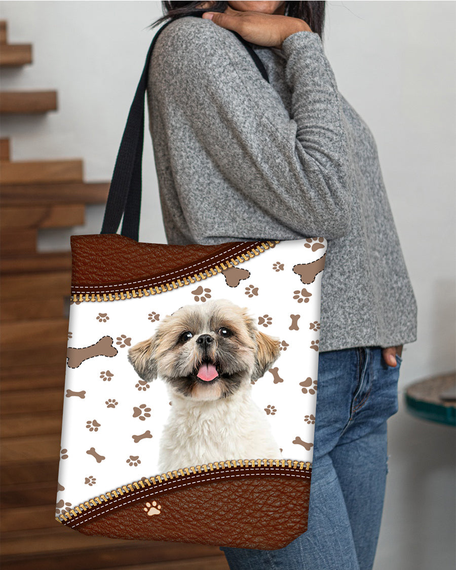 Shih Tzu(3)-Zipper Texture-Cloth Tote Bag