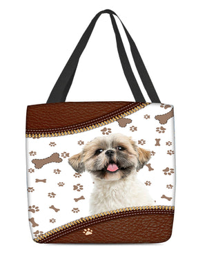 Shih Tzu(3)-Zipper Texture-Cloth Tote Bag