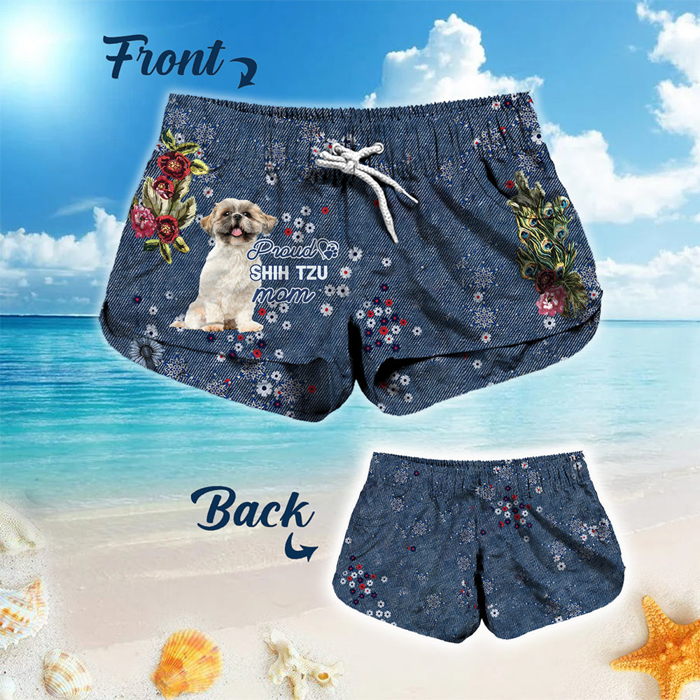 Shih Tzu(3) Pround Mom-Women Hawaii Beach Shorts