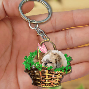 Shih tzu-Sleeping Lucky Fairy Flat Acrylic Keychain