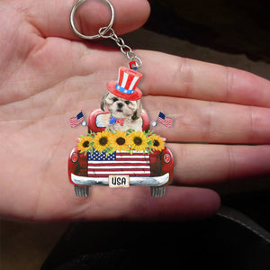 Shih tzu-USA Truck Flat Acrylic Keychain