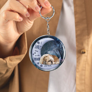 Shih tzu Moon Back-Round Resin Epoxy Metal Keychain