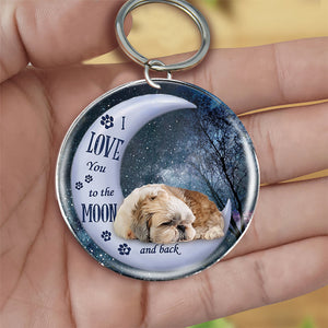 Shih tzu Moon Back-Round Resin Epoxy Metal Keychain