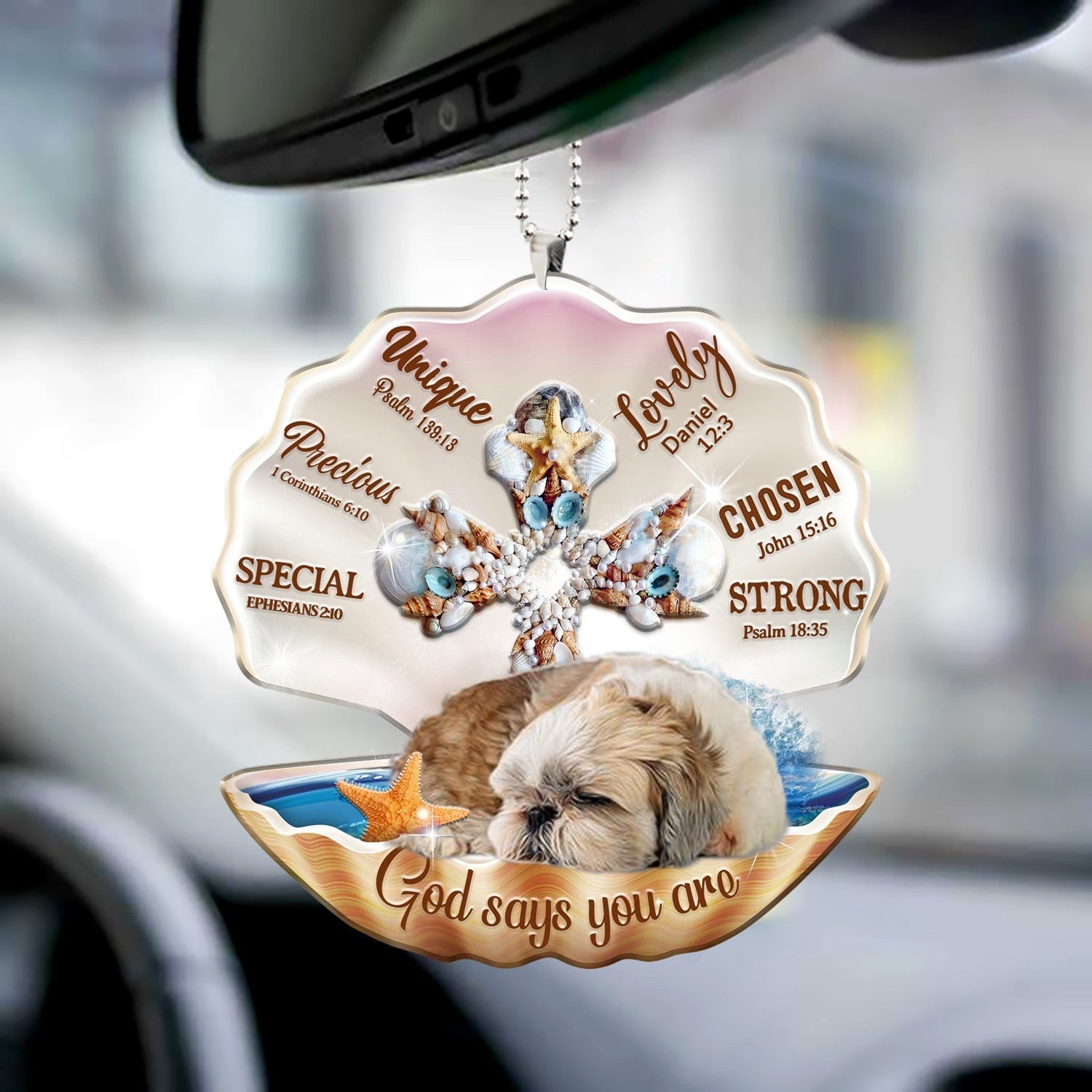 Shih tzu-You Are Cross In Seashell-Two sides ornament