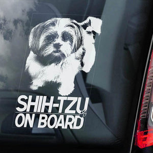 Shih tzu on Board-Car Window Sticker-Dog Sign Decal