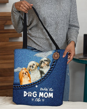 Shih Tzu n3-Dog Mom Life-Cloth Tote Bag