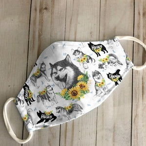 Siberian Husky Sunflower EZ07 2606 Face Mask