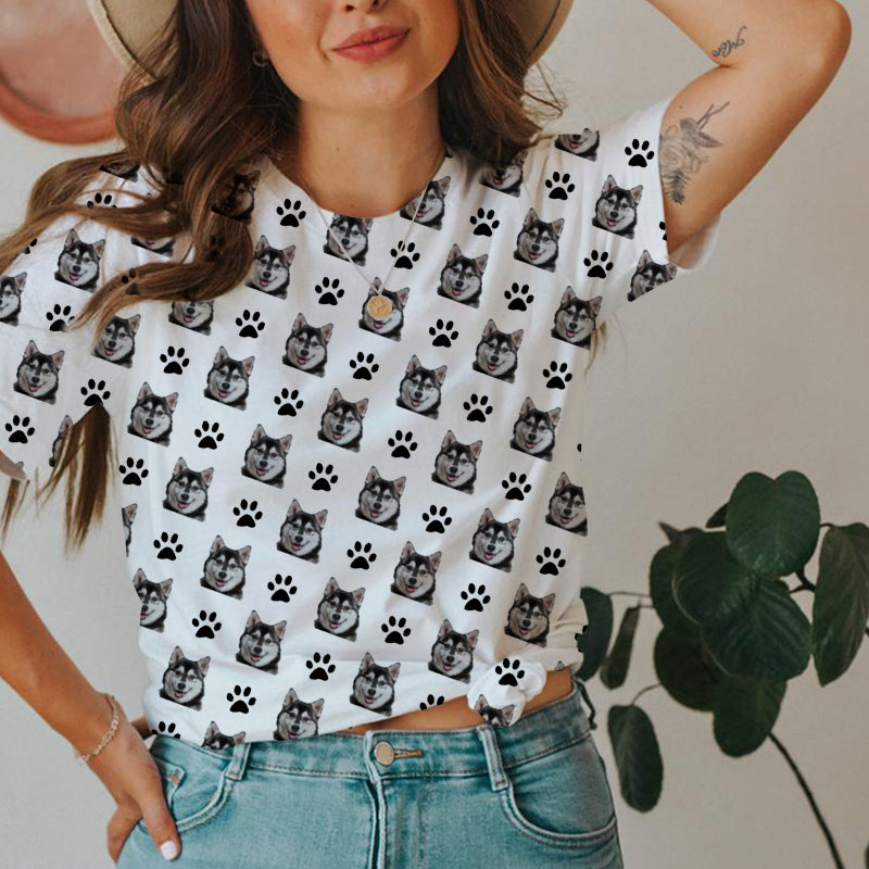 Siberian Husky-Faces & Paws T-shirt