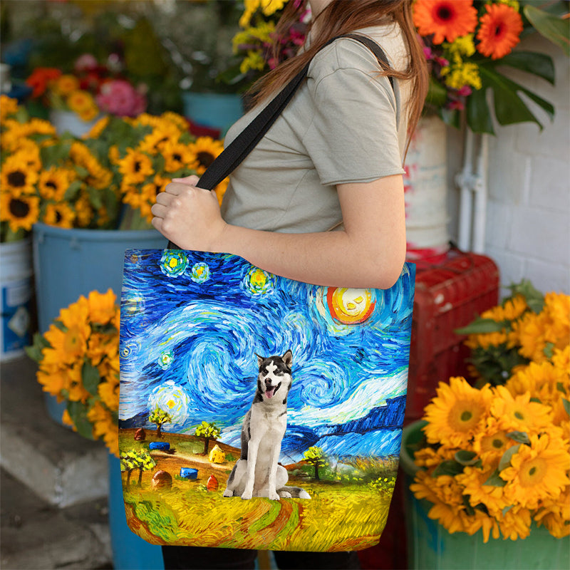 Siberian Husky-Oil Painting-Cloth Tote Bag