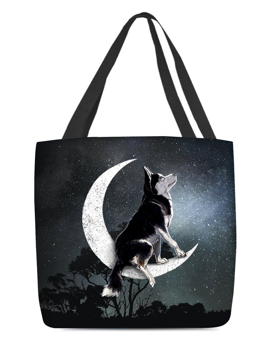 Siberian Husky-Sit On The Moon-Cloth Tote Bag