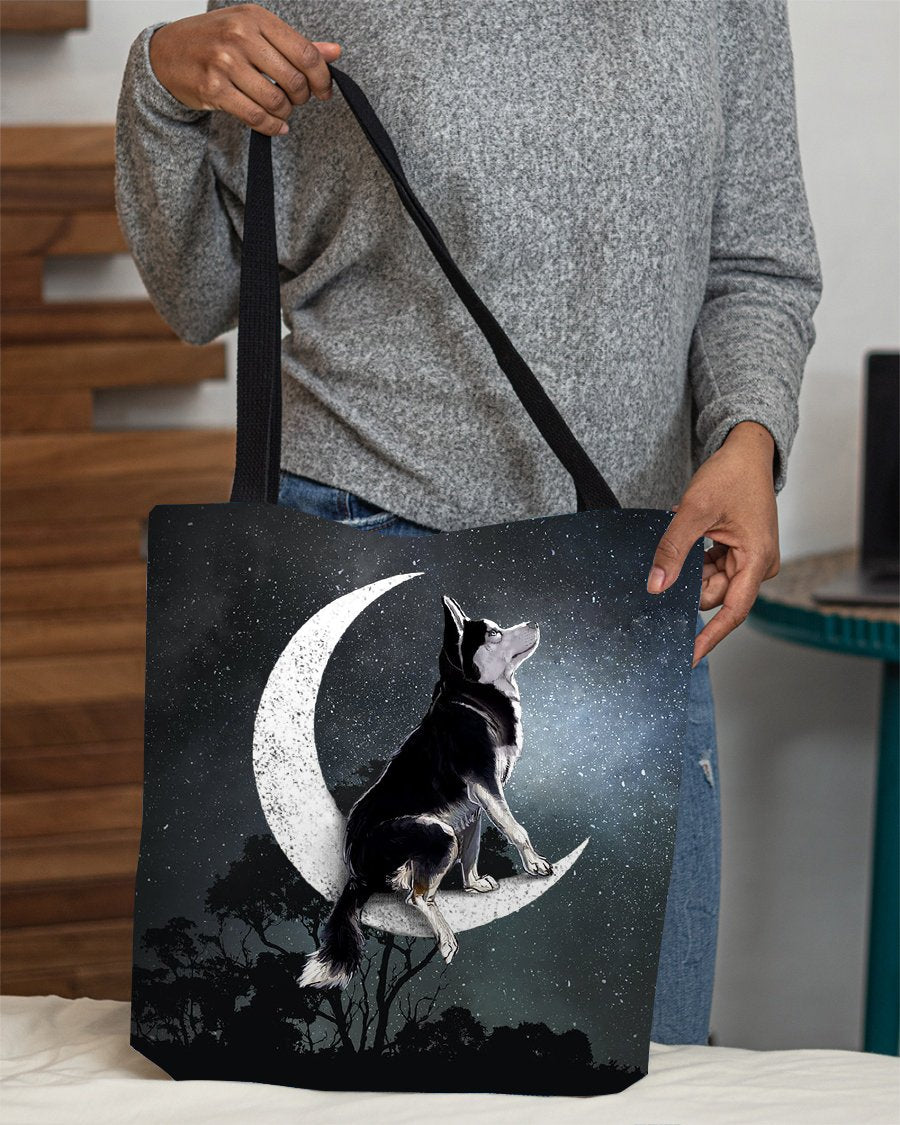 Siberian Husky-Sit On The Moon-Cloth Tote Bag