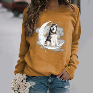 Siberian Husky -Sit On The Moon- Premium Sweatshirt