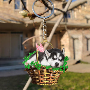 Siberian Husky-Sleeping Lucky Fairy Flat Acrylic Keychain