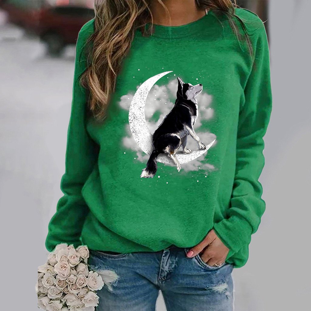 Siberian Husky1 -Sit On The Moon- Premium Sweatshirt