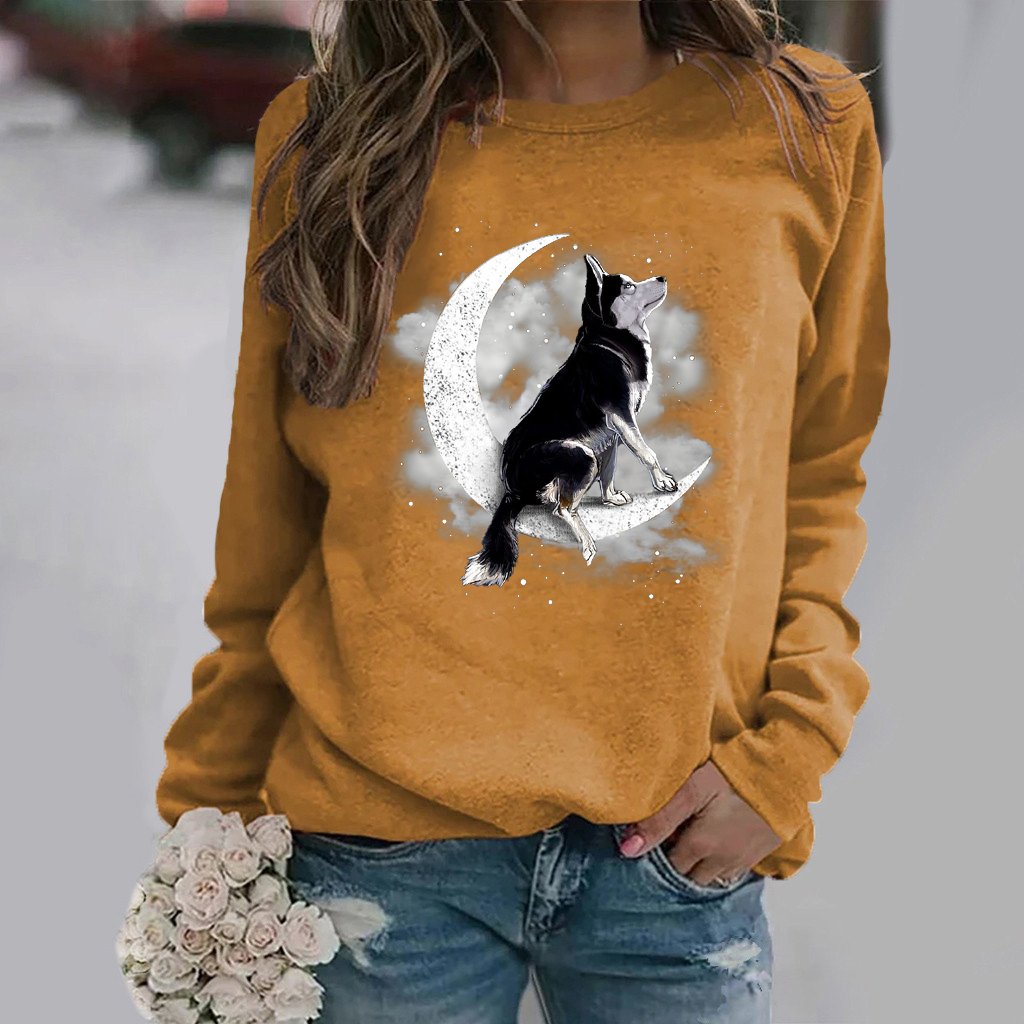 Siberian Husky1 -Sit On The Moon- Premium Sweatshirt