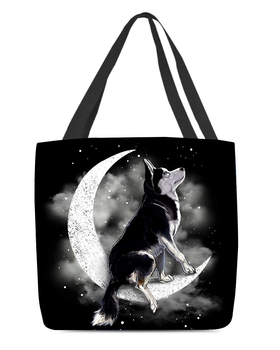 Siberian Husky1 Sit On The Moon With Starts-Cloth Tote Bag