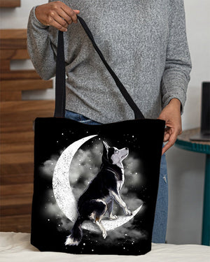 Siberian Husky1 Sit On The Moon With Starts-Cloth Tote Bag