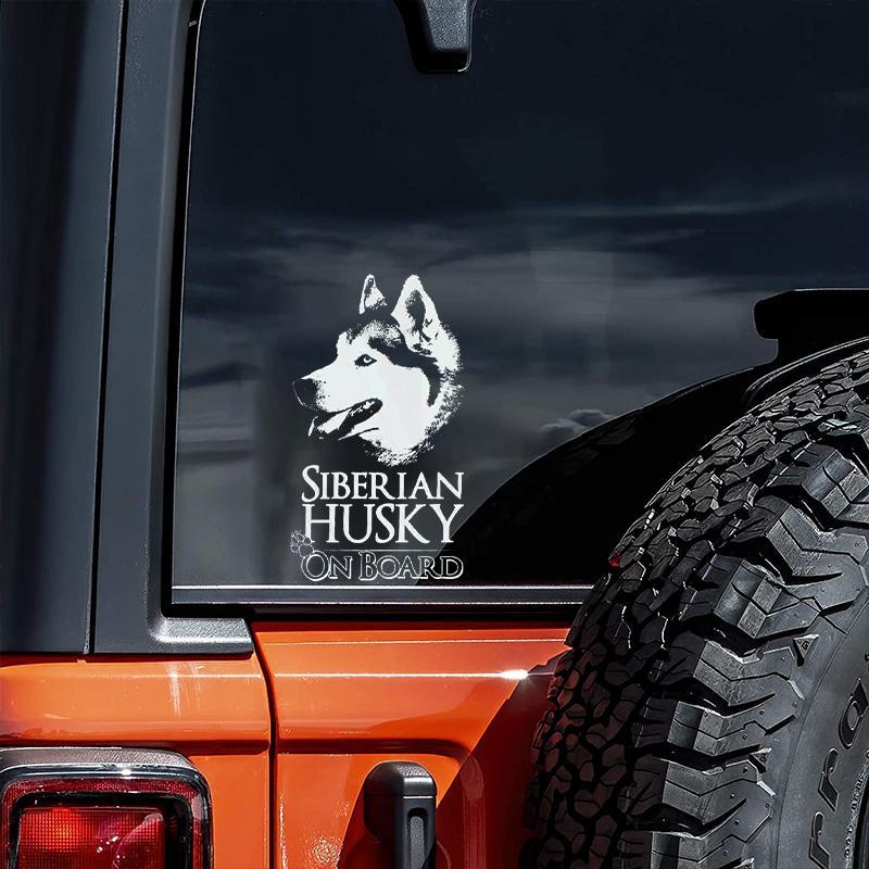 Siberian Husky3 on Board-Car Window Sticker-Dog Sign Decal