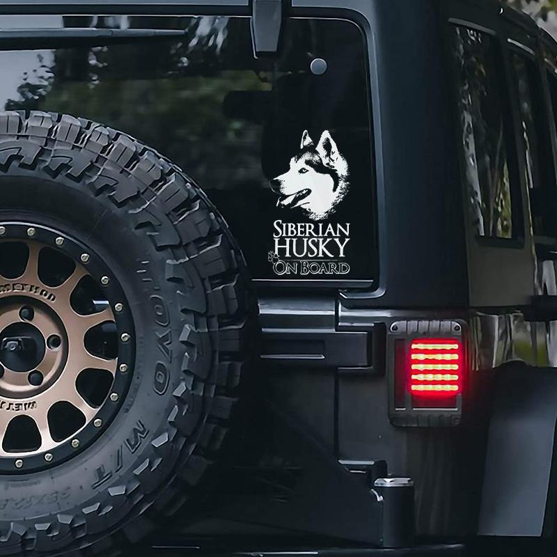 Siberian Husky3 on Board-Car Window Sticker-Dog Sign Decal