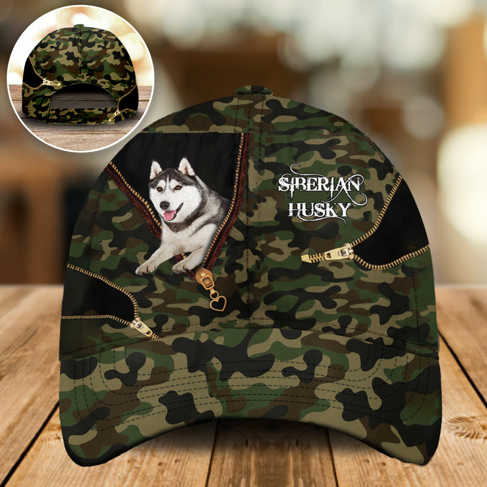 Siberian Husky Camo Cap