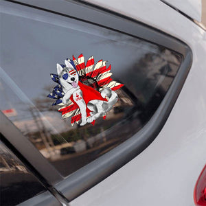 Siberian Husky Happy Independence Day Car Sticker