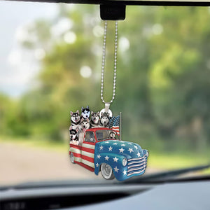 Siberian Husky Happy Independence Day Two Sides Ornament