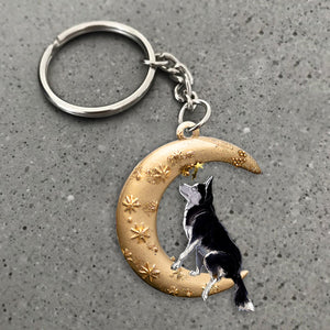 Siberian Husky-Dog & Moon Flat Acrylic Keychain