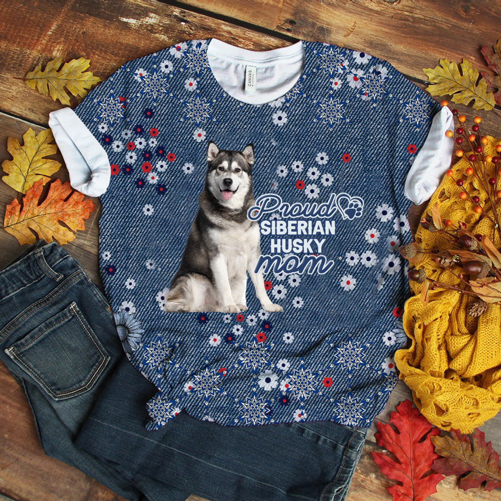 Siberian Husky (2) Pround Mom T-shirt