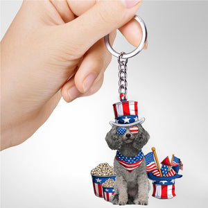 Silver Poodle-July Stuff Flat Acrylic Keychain