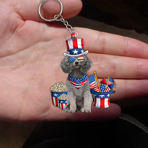 Silver Poodle-July Stuff Flat Acrylic Keychain