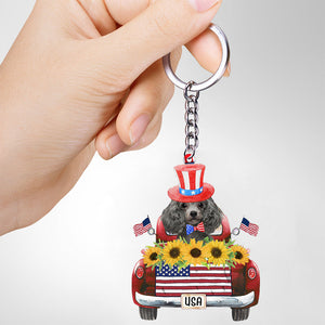 Silver Poodle-USA Truck Flat Acrylic Keychain