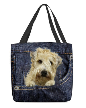 Soft Coated Wheaten Terrier-Dark Denim-Cloth Tote Bag