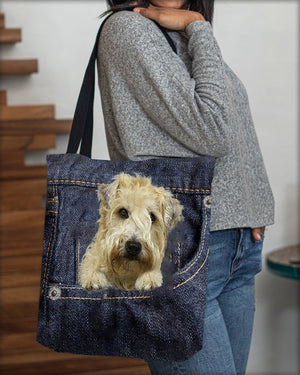 Soft Coated Wheaten Terrier-Dark Denim-Cloth Tote Bag