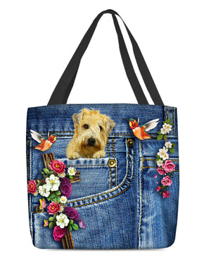 Soft Coated Wheaten Terrier-Cardinal & Cross Flower Cloth Tote Bag