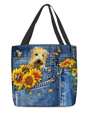 Soft Coated Wheaten Terrier-Sunflowers & Butterflies Cloth Tote Bag