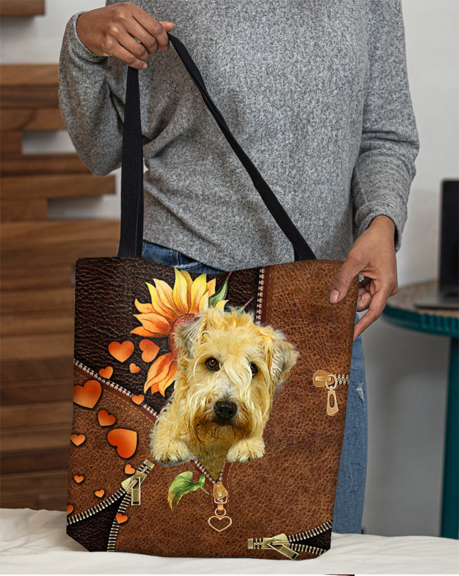Soft Coated Wheaten Terrier-Sunflower&zipper Cloth Tote Bag