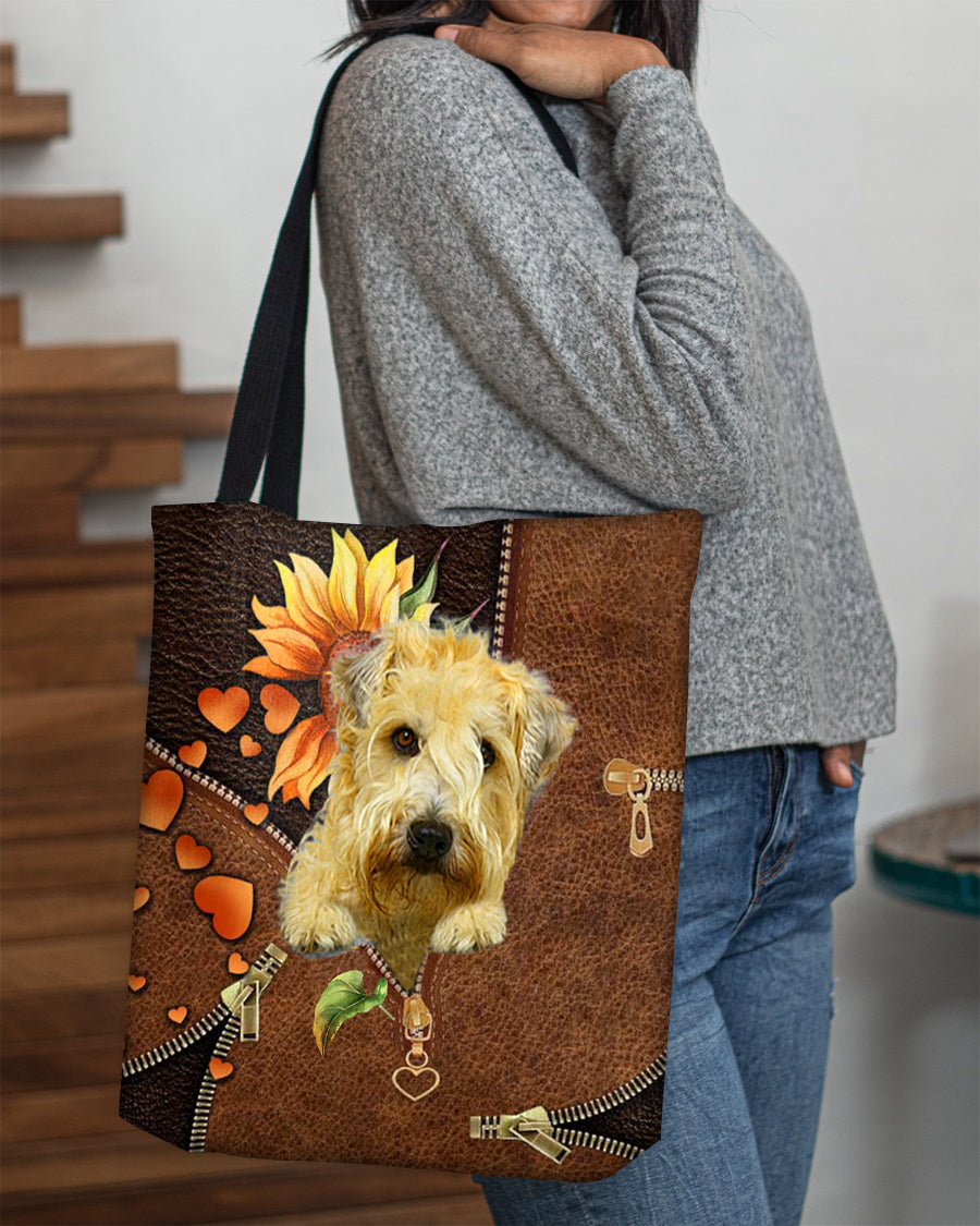 Soft Coated Wheaten Terrier-Sunflower&zipper Cloth Tote Bag