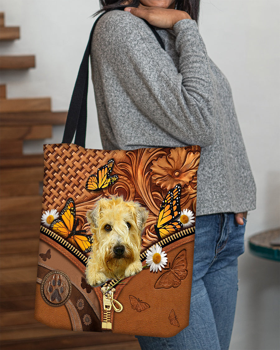 Soft Coated Wheaten Terrier Butterfly Daisy Cloth Tote Bag