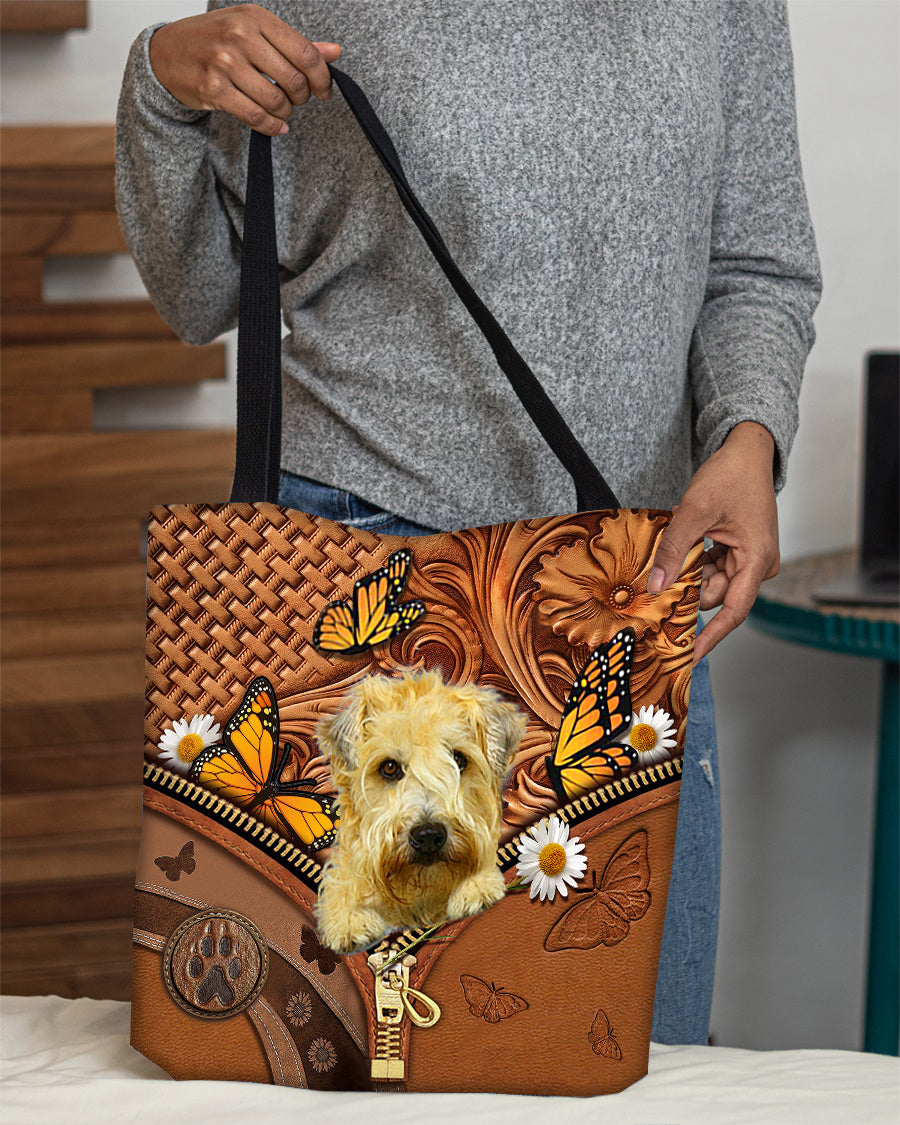 Soft Coated Wheaten Terrier Butterfly Daisy Cloth Tote Bag